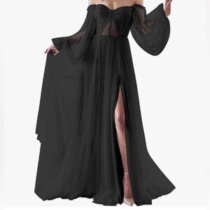 Black poofy sleeve princess dress gown women’s size XS